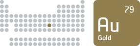 Element mit Ordnungszahl 79, Au, Gold im Periodensystem der Elemente
